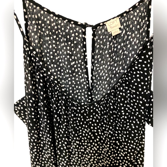 NWOT LOFT Beach Polka Dot Wide Leg Jumpsuit Cut Out Loose Fit Black White Large - Picture 3 of 5